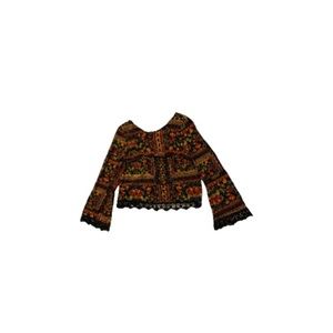 H&M Coachella Multicoloured Boho Bell Sleeved Floral Crop Top - Women’s Size 6